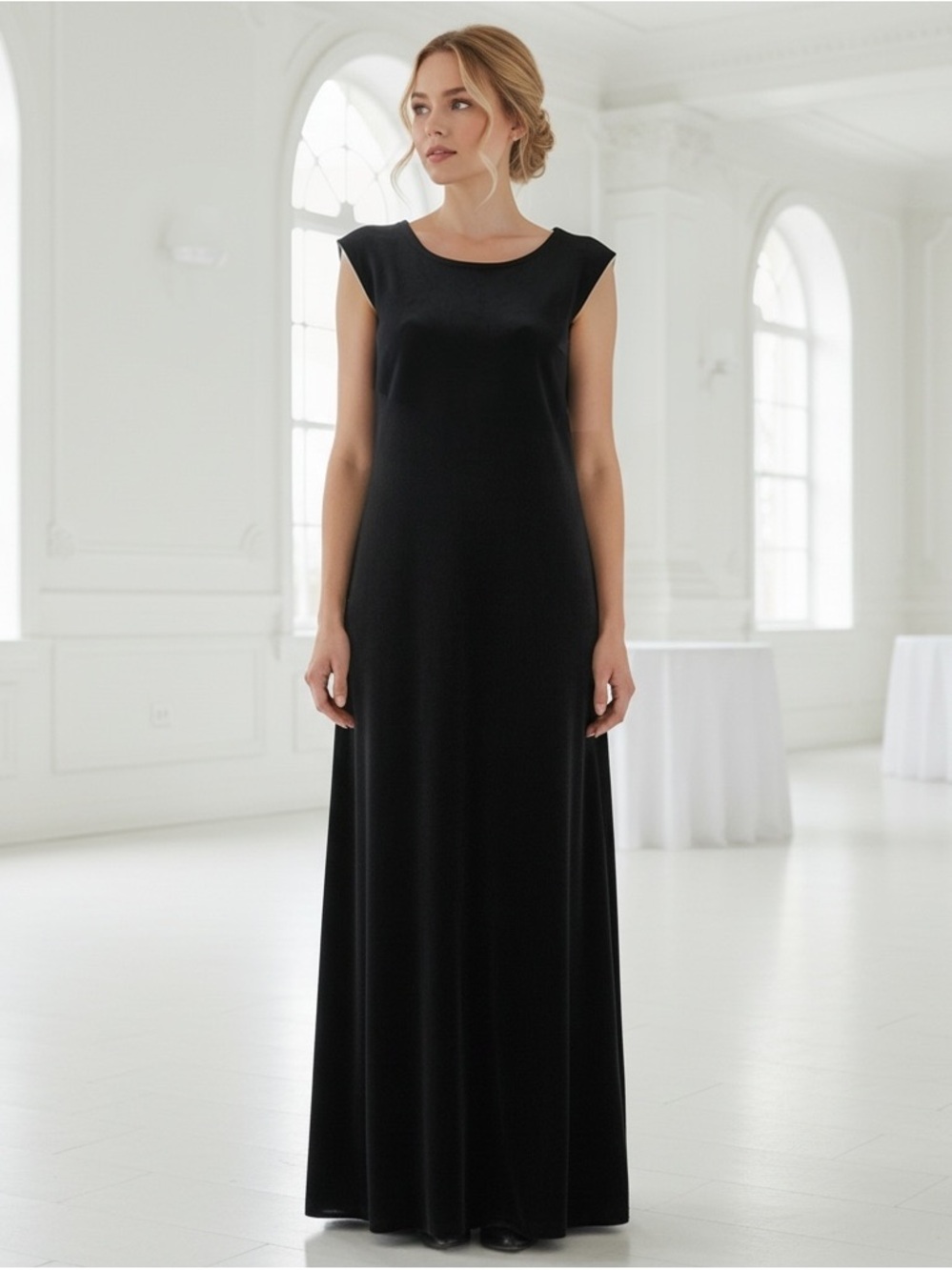 Vtg 90s Ronnie Nicole Dress Black Velvet Whimsigoth Maxi Funeral Sz 22 (Large)